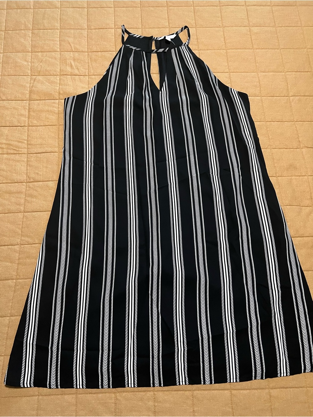 Candie's Black and White Vertical Stripe Halter Cami